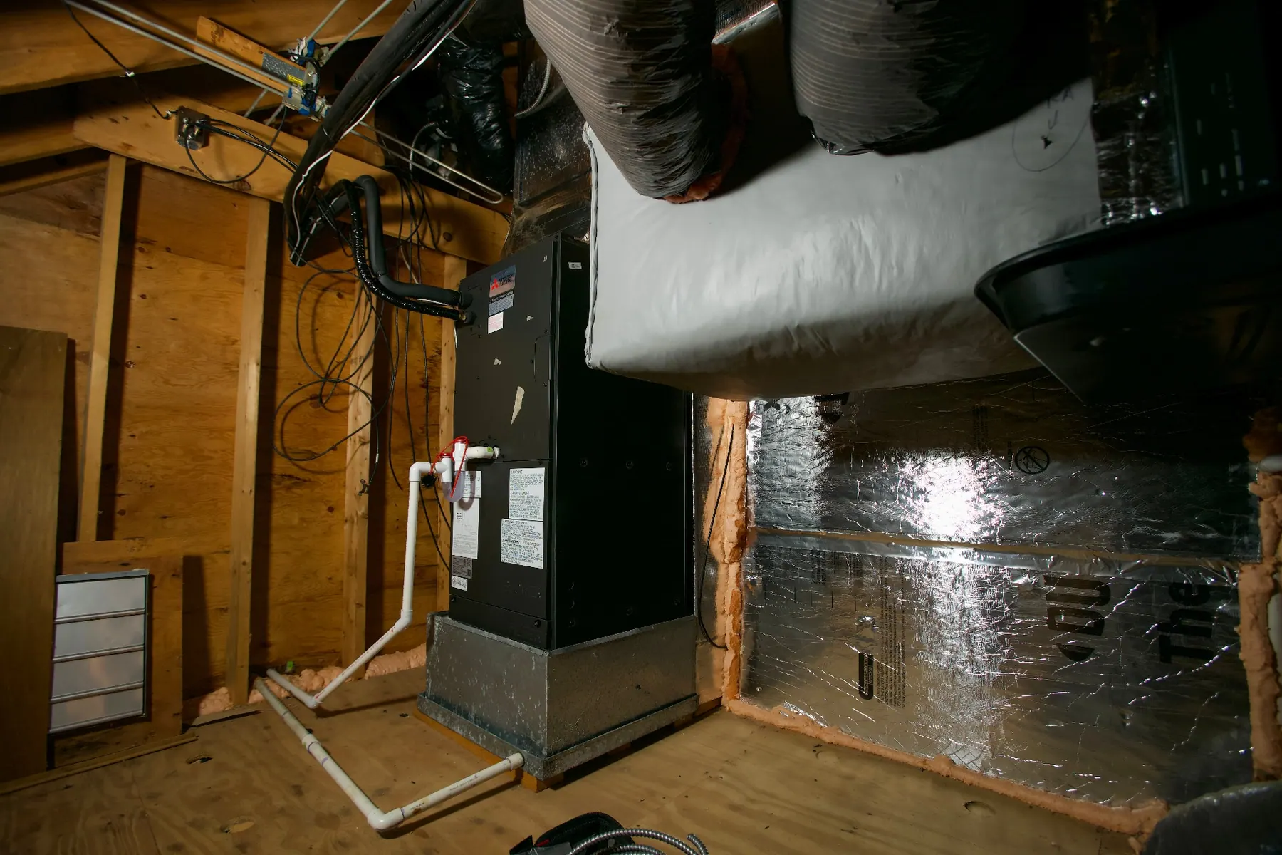 Mitsubishi Electric air handler installed in a Greater Boston basement